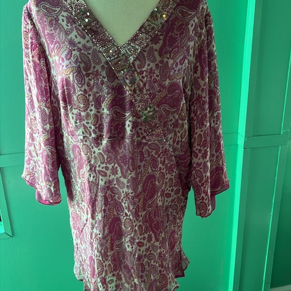 Silk paisley beaded tunic - Picture 2 of 14